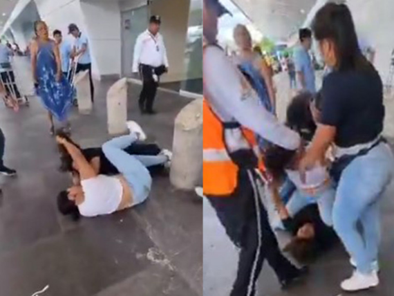  Cachetadas, puñetazos… mujeres se avientan un tiro en la terminal de Cancún