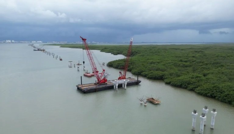  Puente Vehicular Nichupté de Cancún lleva un avance del 33 por ciento