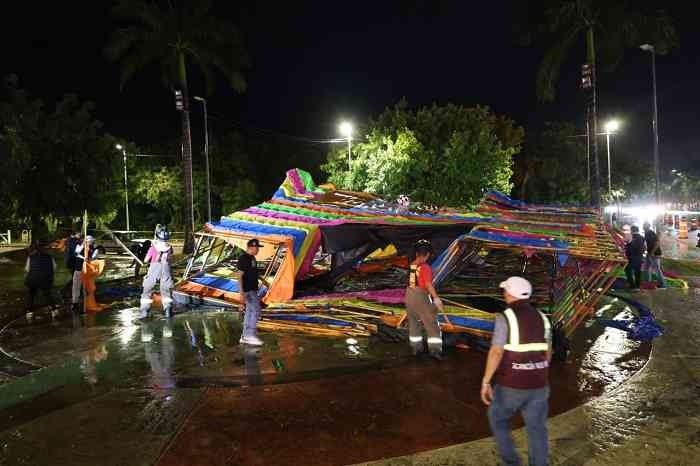  Desmantelan en Cancún “Burrito Sabanero” ante fuertes rachas de viento