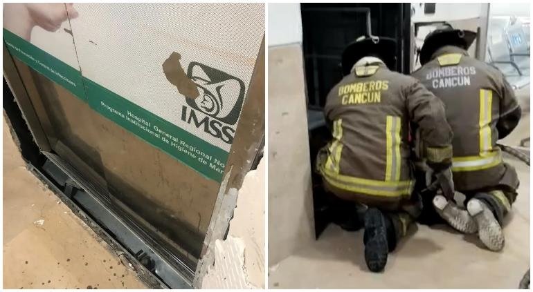 Un trabajador se quedó atorado en un elevador del Hospital General Regional No. 17 del IMSS en Cancún