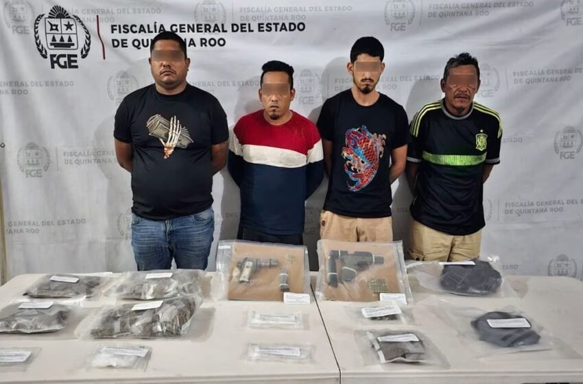  Cuatro detenidos en Cancún por posesión de drogas y armas de uso militar