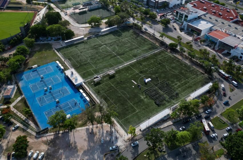 Mara Lezama Inaugura las Nuevas Canchas de Pasto Sintético en la Unidad Deportiva de la SM. 21 de Cancún