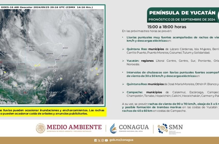 Lluvias Intensas y Vientos Fuertes Continuarán en Quintana Roo: Alerta Roja Activa