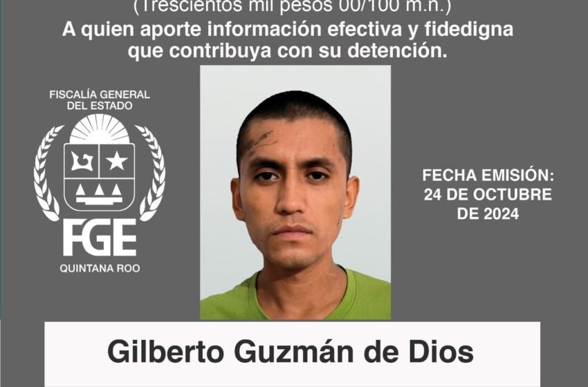 Las autoridades de Quintana Roo han solicitado a la población estar alerta y reportar cualquier información que pueda facilitar la recaptura de Guzmán de Dios.