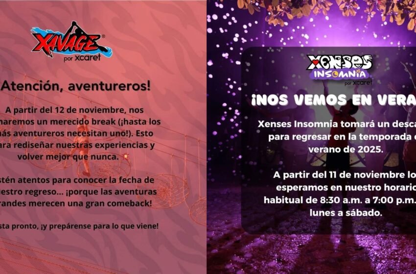 Grupo Xcaret ha comunicado el cierre temporal de dos de sus atracciones más innovadoras