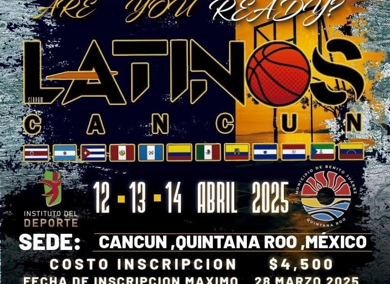 Cancún está listo para recibir la cuarta edición del Torneo Latinos de Básquetbol, que se llevará a cabo del 12 al 14 de abril de 2025.